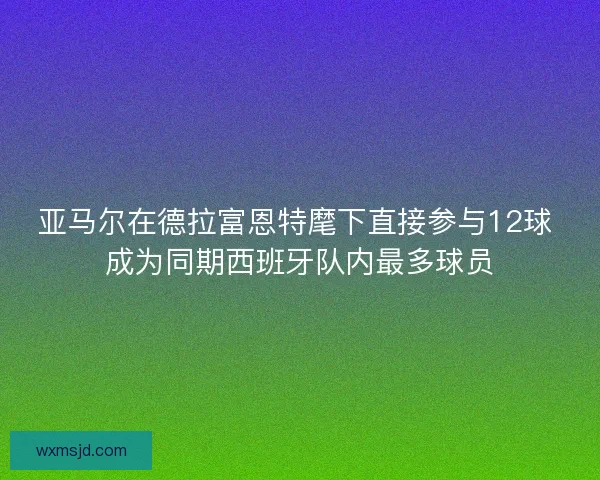 亚马尔在德拉富恩特麾下直接参与12球 成为同期西班牙队内最多球员