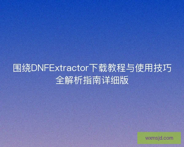 围绕DNFExtractor下载教程与使用技巧全解析指南详细版